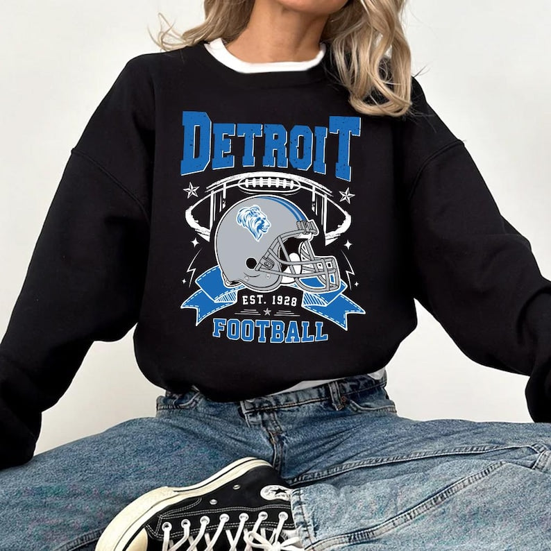 Detroit Football Vintage Sweatshirt, Classic Football Sweatshirt