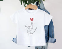 Valentine's Day Baby Bodysuit, Heart Hand Sign Outfit, Cute Valentine Gift for Kids