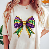 Mardi Gras Coquette Bow Short Sleeve T-Shirt, Mardi Gras Bow Gift