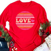 Valentine's Day Love Long Sleeve Shirt, Heart Graphic Shirt