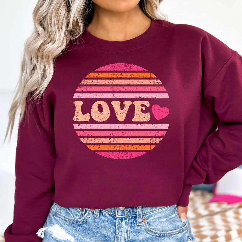 Valentine's Day Love Sweatshirt, Heart Graphic Sweatshirt