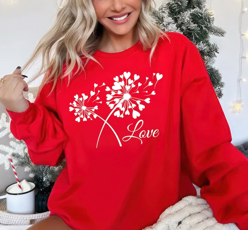 Valentine's Day Love Sweatshirt, Cute Heart Graphic Sweatshirt