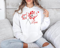 Valentine's Day Love Hoodie, Cute Heart Graphic Hoodie