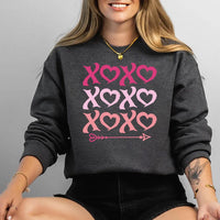 Valentine's Day Love Sweatshirt, Heart XOXO Cute Heart Graphic Sweatshirt