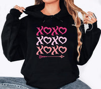 Valentine's Day Love Hoodie, Heart XOXO Cute Heart Graphic Hoodie