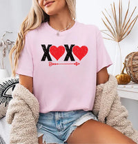 Valentine's Day Love Short Sleeve T-Shirt, Heart XOXO Cute Heart Graphic Shirt