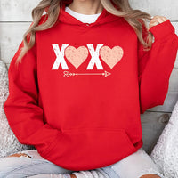 Valentine's Day Love Hoodie, Heart XOXO Cute Heart Graphic Hoodie