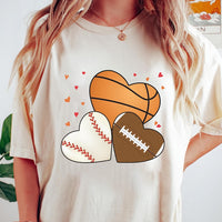 Heart Football Short Sleeve T-Shirt, Basketball Valentine's Day Shirt