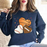 Heart Football Sweatshirt, Basketball Valentine's Day Sweatshirt