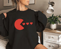 Valentine's Day Gamer Sweatshirt, Eating Hearts Sweatshirt