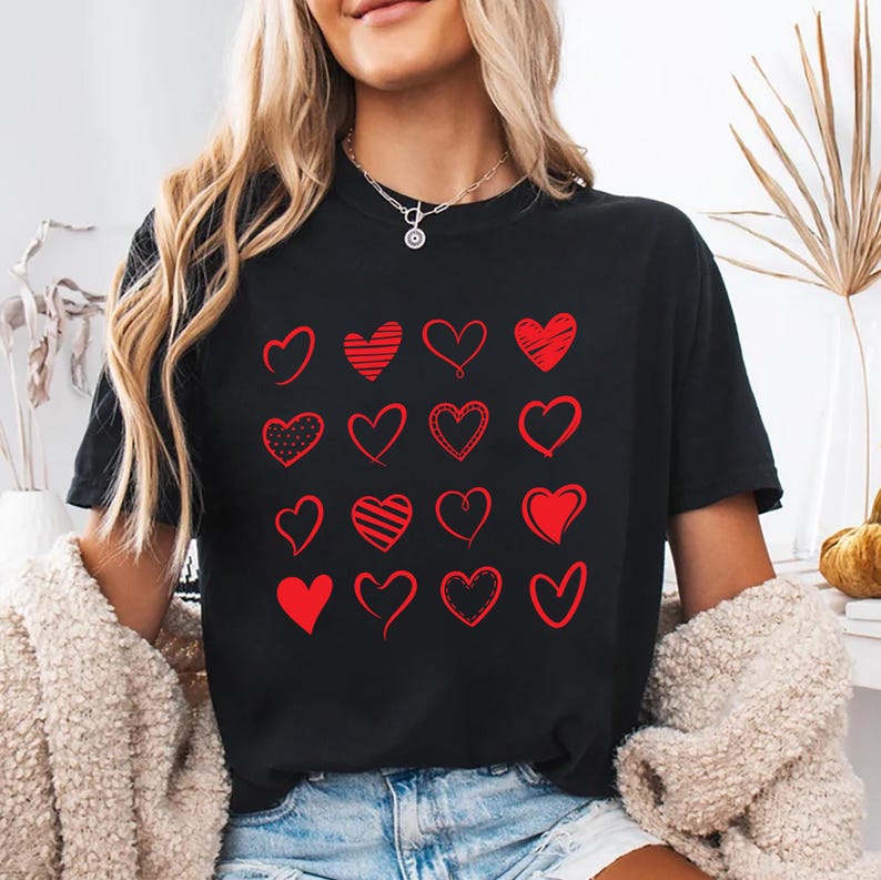 Happy Valentine's Day Love Short Sleeve T-Shirt, Love Heart Graphic Shirt