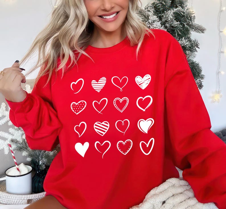 Happy Valentine's Day Love Sweatshirt, Love Heart Graphic Sweatshirt