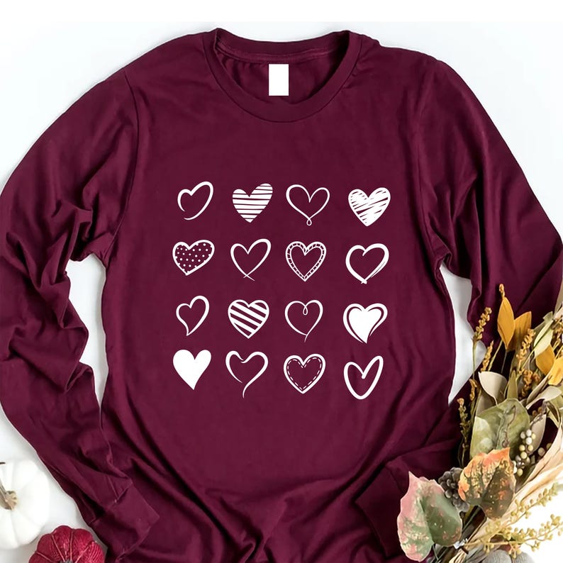 Happy Valentine's Day Love Long Sleeve Shirt, Love Heart Graphic Shirt