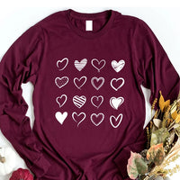 Happy Valentine's Day Love Long Sleeve Shirt, Love Heart Graphic Shirt