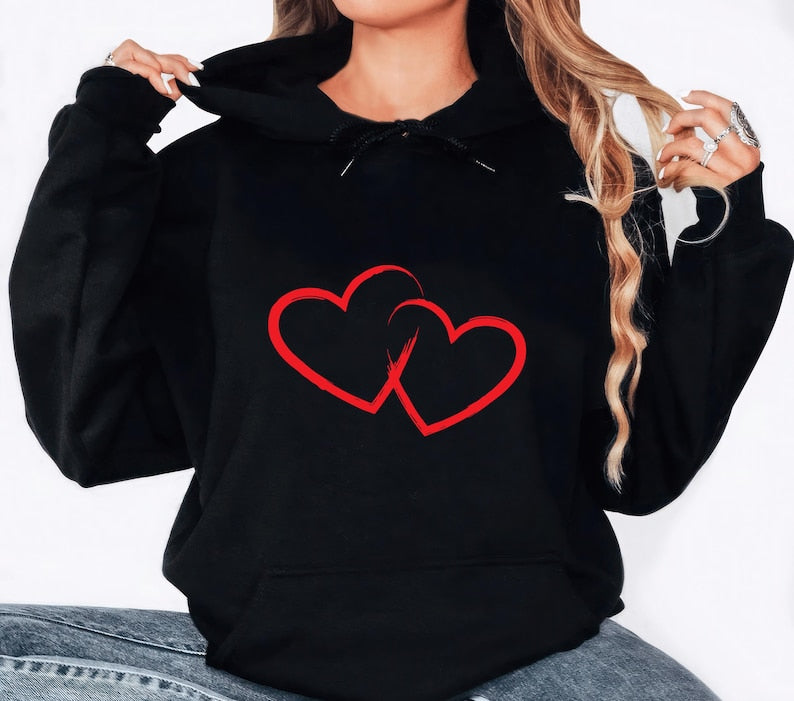 Valentine's Day Love Hoodie, Love Heart Graphic Hoodie