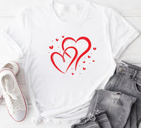 Valentine's Day Love Short Sleeve T-Shirt, Love Heart Graphic Shirt