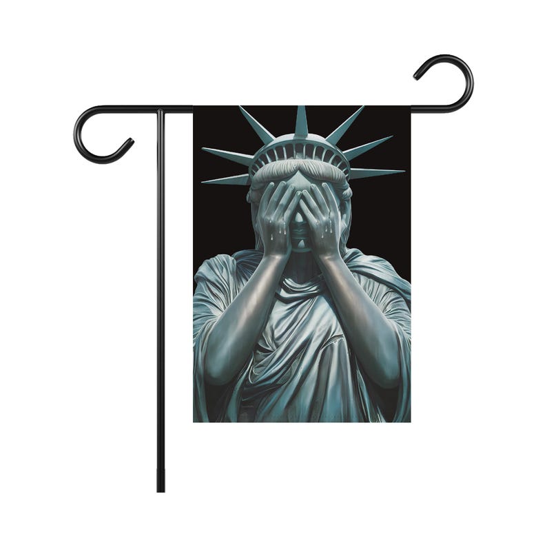 Weeping Statue of Liberty Garden Flag, 12x18 Inch Double Sided, Anti-Trump Flag, Human Rights Flag, Anti Racism Flag, Lady Liberty Flag