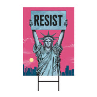 Statue of Liberty Resist Yard Sign - Resist Hate Lawn Sign, Anti-Trump Sign, Pro Women's Rights, Resist Racism Sign with Metal H-Stake