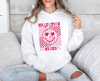 Retro Valentine's Day Hoodie, Heart Valentine Vibes Hoodie