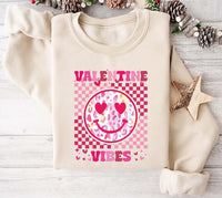 Retro Valentine's Day Sweatshirt, Heart Valentine Vibes Sweatshirt