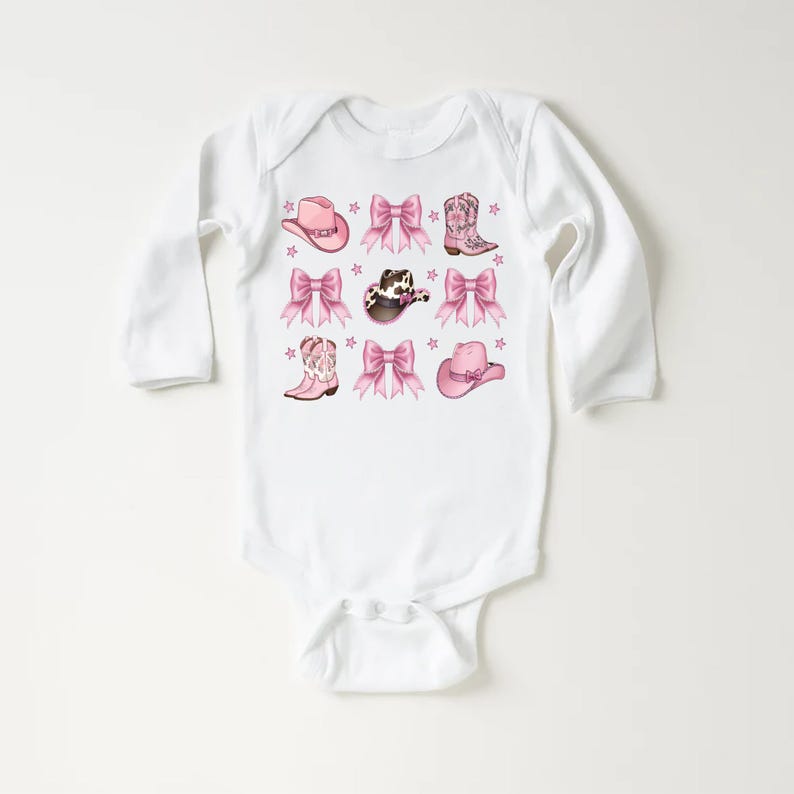 Boots Bows and Cowboy Hats Baby Bodysuit, Cute Western Outfit for Girls