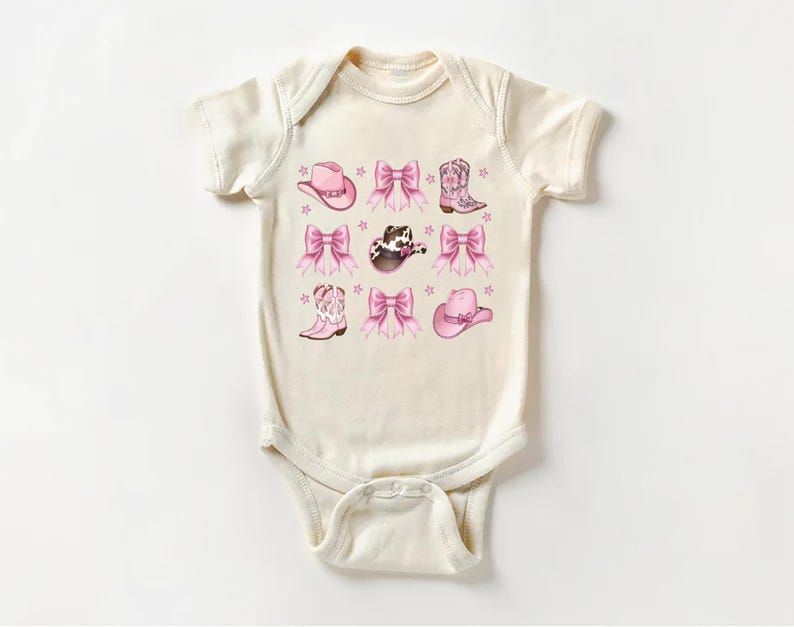 Boots Bows and Cowboy Hats Baby Bodysuit, Cute Western Outfit for Girls