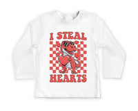 I Steal Hearts Baby Shirt, Cute Valentine Day Kids Outfit