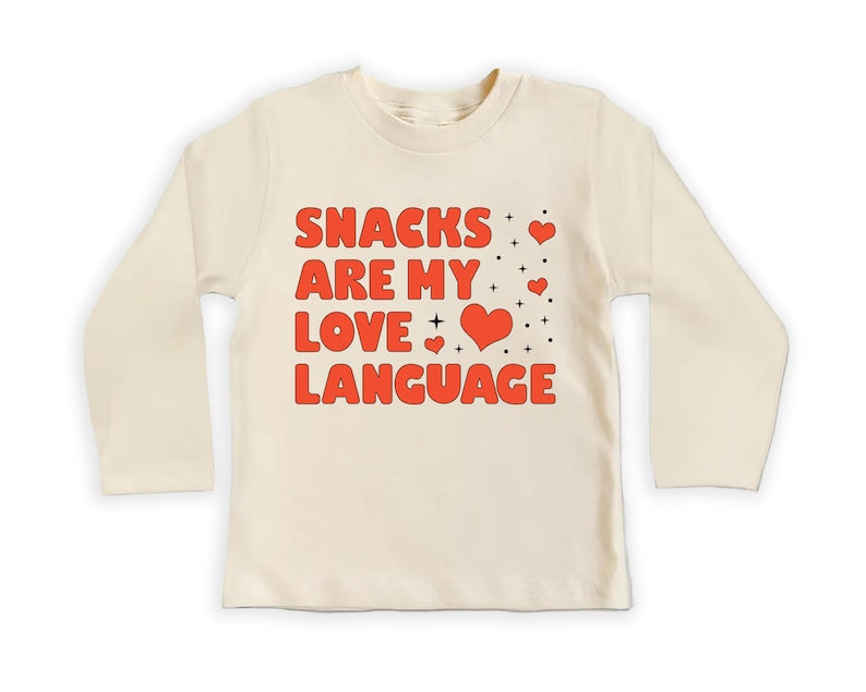 Snacks Are My Love Language Baby Bodysuit, Cute Valentine Day Kids Outfit