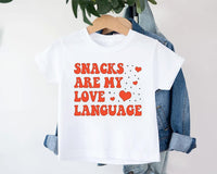 Snacks Are My Love Language Baby Bodysuit, Cute Valentine Day Kids Outfit