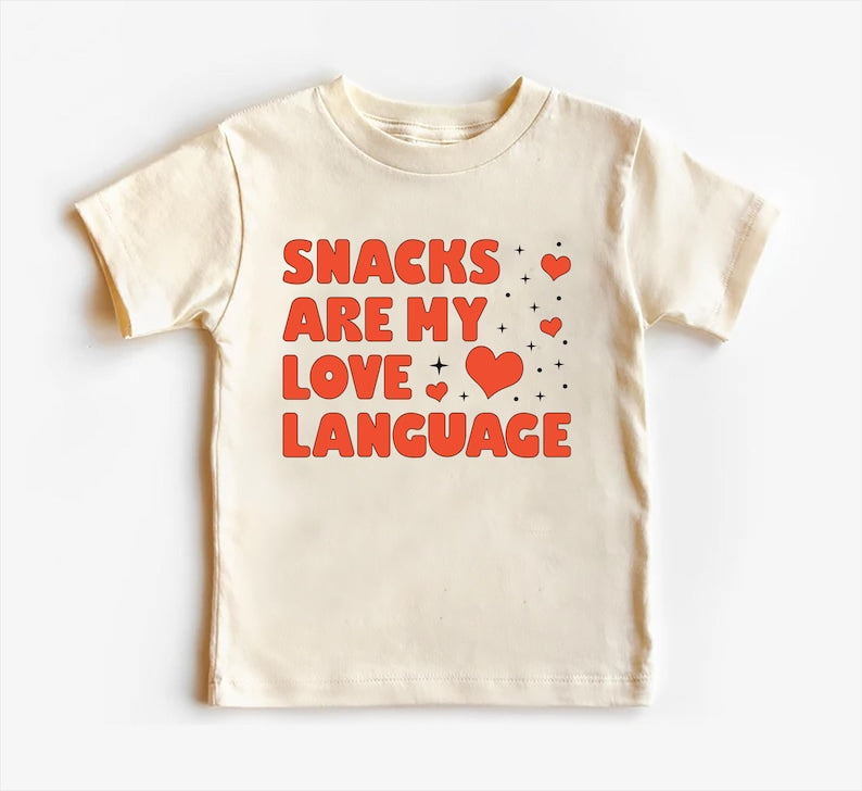 Snacks Are My Love Language Baby Bodysuit, Cute Valentine Day Kids Outfit