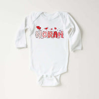 Personalized Valentine Baby Bodysuit, Cute Valentine Day Kids Outfit