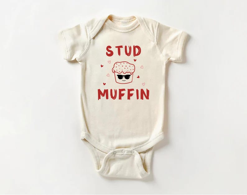 Stud Muffin Valentine's Day Baby Sweatshirt, Cute Love Heart Kids Outfit