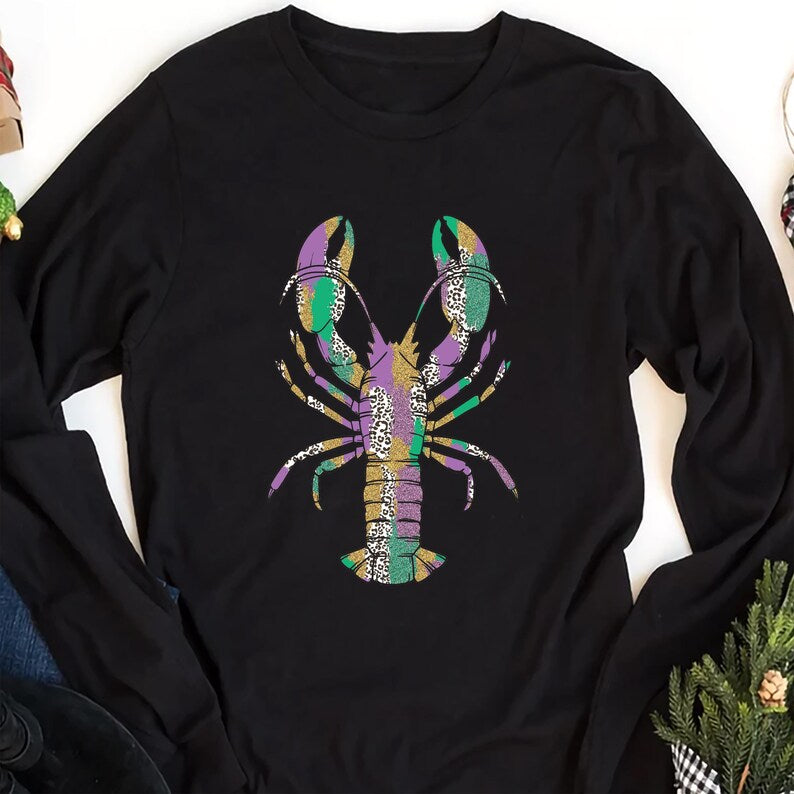 Mardi Gras Crawfish Long Sleeve Shirt, Crawfish Gift