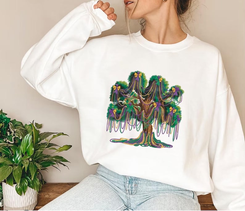 Mardi Gras Bead Tree Sweatshirt, Bead Tree Gift