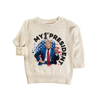 My First President Baby Sweatshirt, Funny Trump Baby Outfit