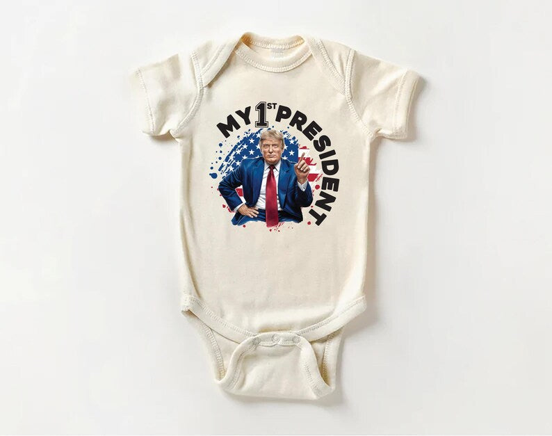 My First President Baby Sweatshirt, Funny Trump Baby Outfit