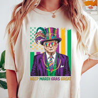 Keep Mardi Gras Great Short Sleeve T-Shirt, Funny Trump Mardi Gras Shirt