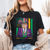 Keep Mardi Gras Great Short Sleeve T-Shirt, Funny Trump Mardi Gras Shirt