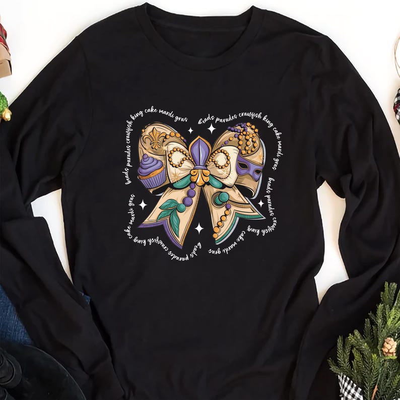 Coquette Mardi Gras Long Sleeve Shirt, Carnival  Shirt