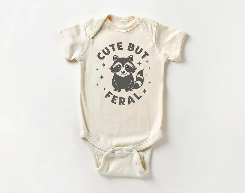 Cute But Feral Baby Bodysuit, Meme-Inspired Gift for Kids and Toddlers