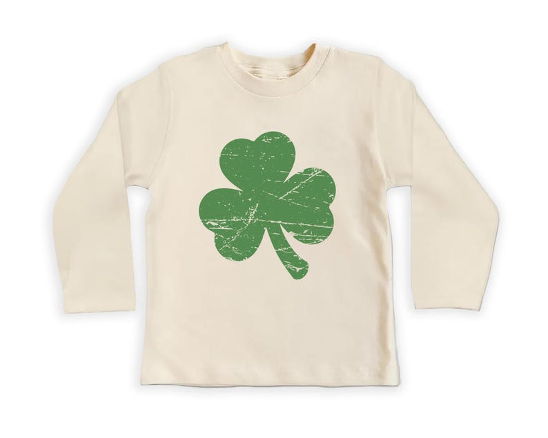 Retro Shamrock Baby Shirt, Cute Irish Four Leaf Clover Kids Outfit