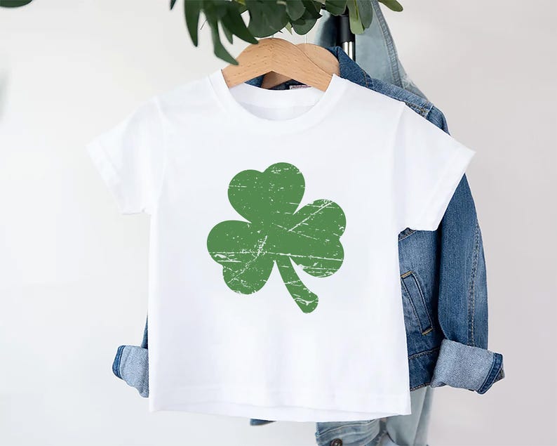 Retro Shamrock Baby Shirt, Cute Irish Four Leaf Clover Kids Outfit