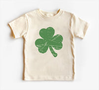 Retro Shamrock Baby Shirt, Cute Irish Four Leaf Clover Kids Outfit