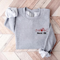 Embroidered Custom Nurse Sweatshirt, Personalized Nursing Gift