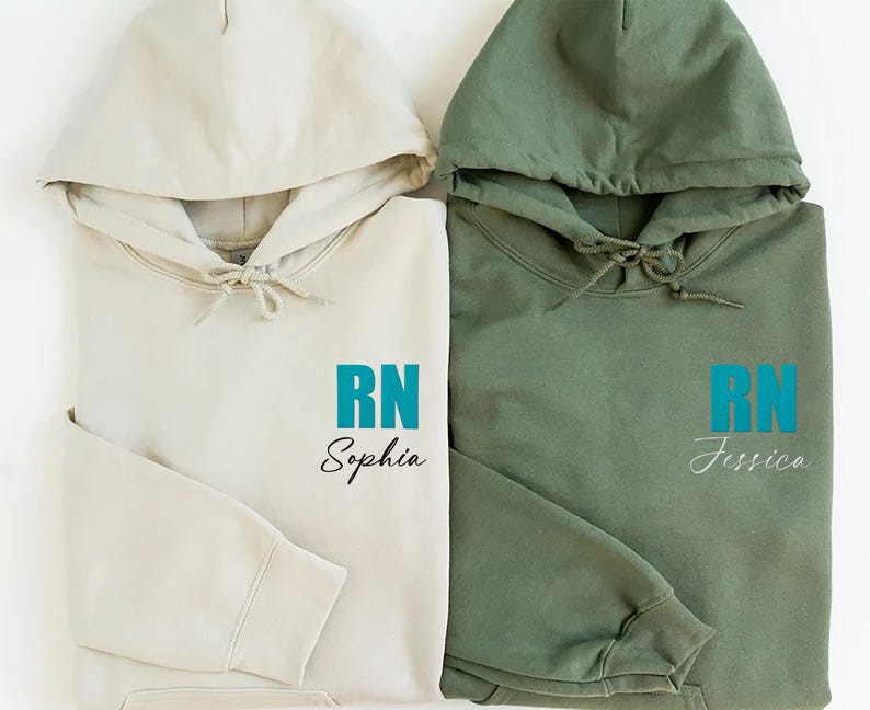 Embroidered Custom Nurse Hoodie, Personalized Nursing Gift