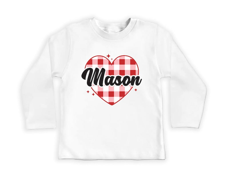 Heart Valentine's Day Baby Shirt, Custom Kids Valentine's Baby Pullover