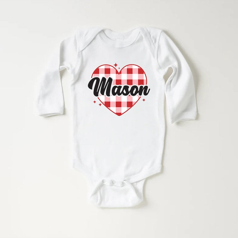 Heart Valentine's Day Baby Shirt, Custom Kids Valentine's Baby Pullover