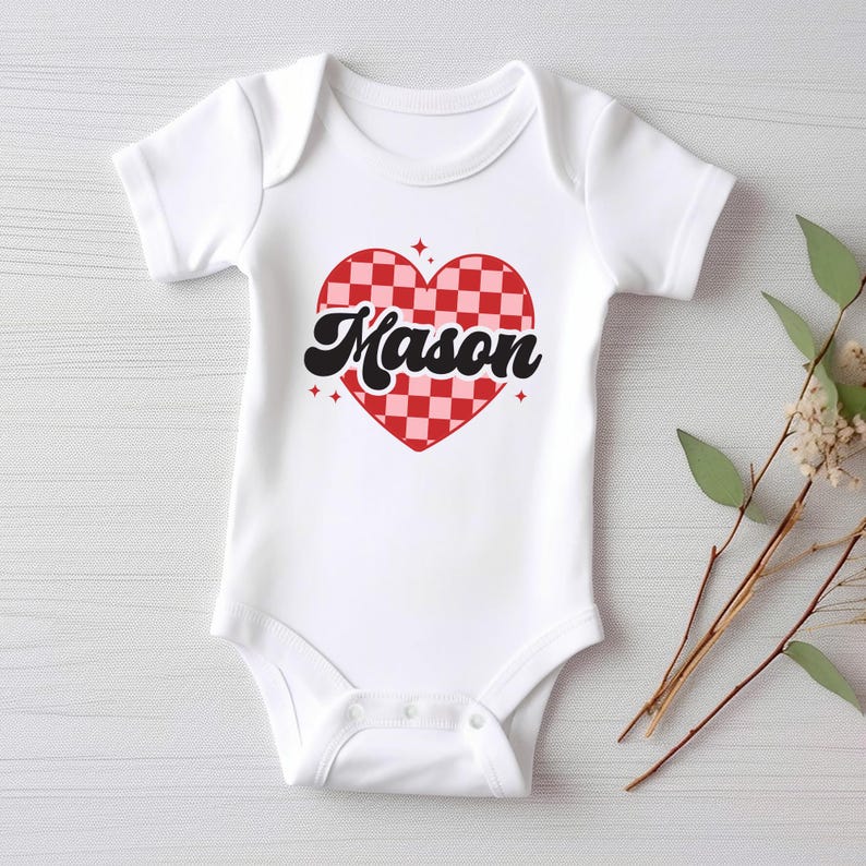 Heart Valentine's Day Baby Shirt, Custom Kids Valentine's Baby Pullover