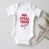 Mr. Steal Your Heart Baby Bodysuit, Adorable Boy Valentine Pullover