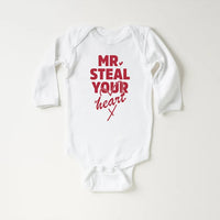 Mr. Steal Your Heart Baby Bodysuit, Adorable Boy Valentine Pullover